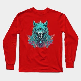 Warrior powerful wolf digital art Long Sleeve T-Shirt